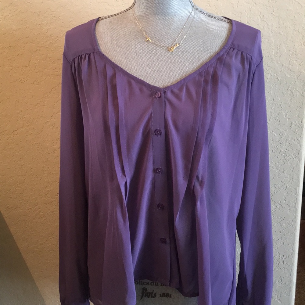 Lavender chiffon buttoned down top